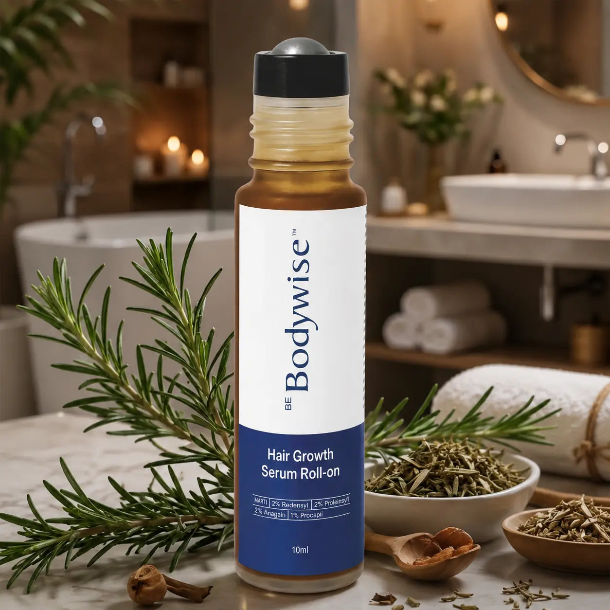 Suero de crecimiento capilar BodyWise de KaJota en frasco de 10ml, con aplicador para potenciar el crecimiento del cabello.