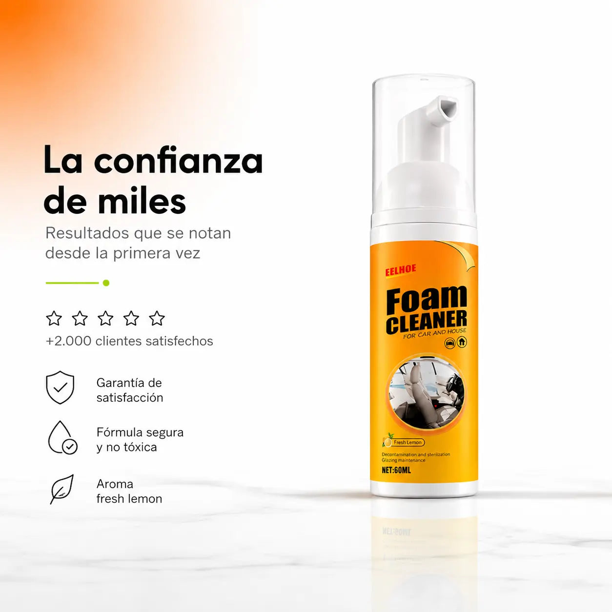 Espuma limpiadora de hogar KaJota en botella dispensadora, lista para limpiar superficies con espuma suave y efectiva.