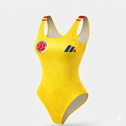 Body amarillo de la colección Body Selección Colombia de la marca KaJota, con diseño ajustado y detalles en el frente.