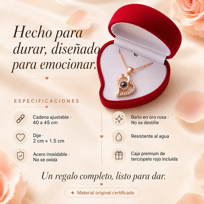 Collar de bisutería "Te Amo 100 Idiomas" de KaJota con dije en forma de corazón y cadena plateada.
