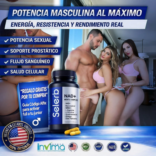 Suplemento de salud Nad+ Selerb de la marca KaJota, botella con cápsulas en fondo blanco.