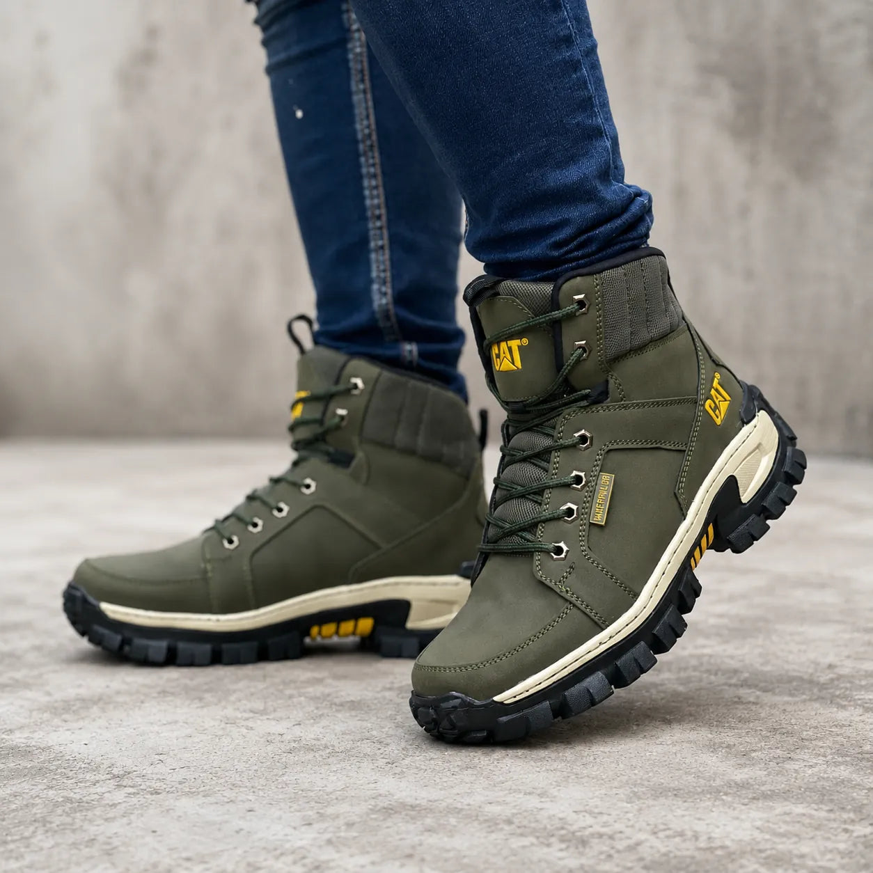 Botas Cat Raptor todo terreno de moda de KaJota, estilo resistente y robusto, con detalles en cuero y suela antideslizante.