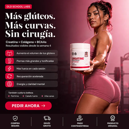 Creatina para mujer de la marca KaJota, suplemento de salud en polvo con envase blanco y etiqueta rosa.