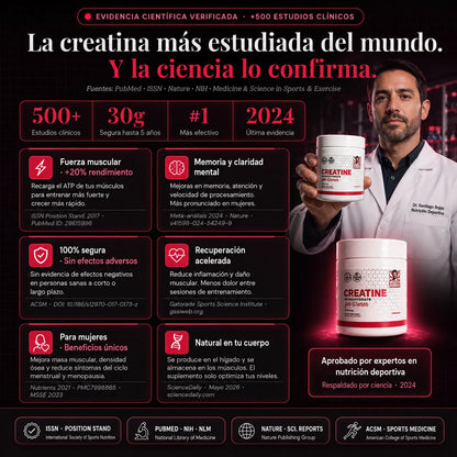 Creatina para mujeres de la marca KaJota, suplemento de salud en polvo en envase blanco con etiqueta azul y detalles rosados.