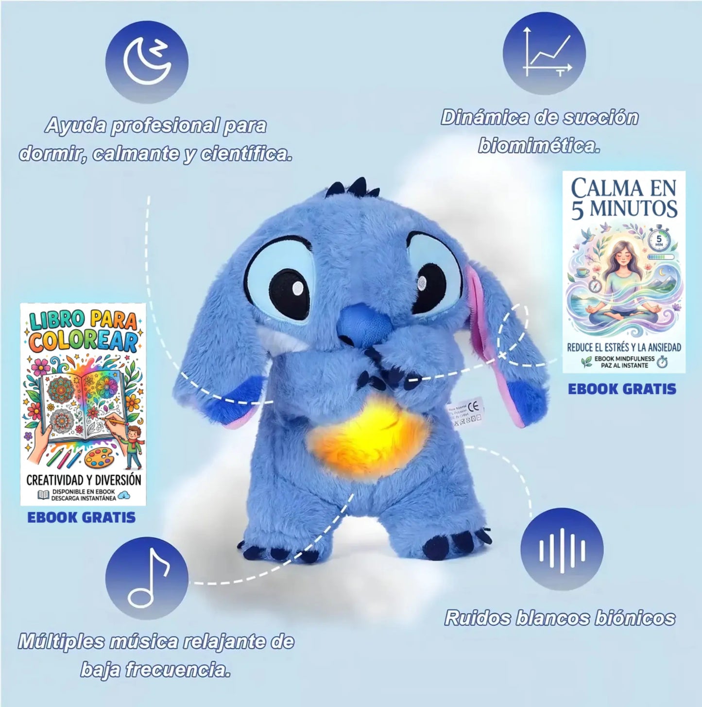 Peluche Control Ansiedad de la marca KaJota, suave y adorable en la imagen, ideal para aliviar el estrés y la ansiedad.