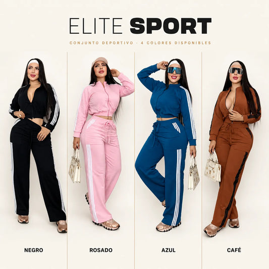 Conjunto Elite Sport de KaJota en color negro, ropa deportiva de moda para entrenar y lucir con estilo.