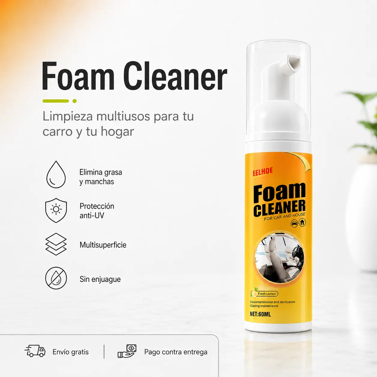 Limpiador de espuma KaJota para hogar, espuma limpiadora en spray para limpiar superficies de manera efectiva y fácil.