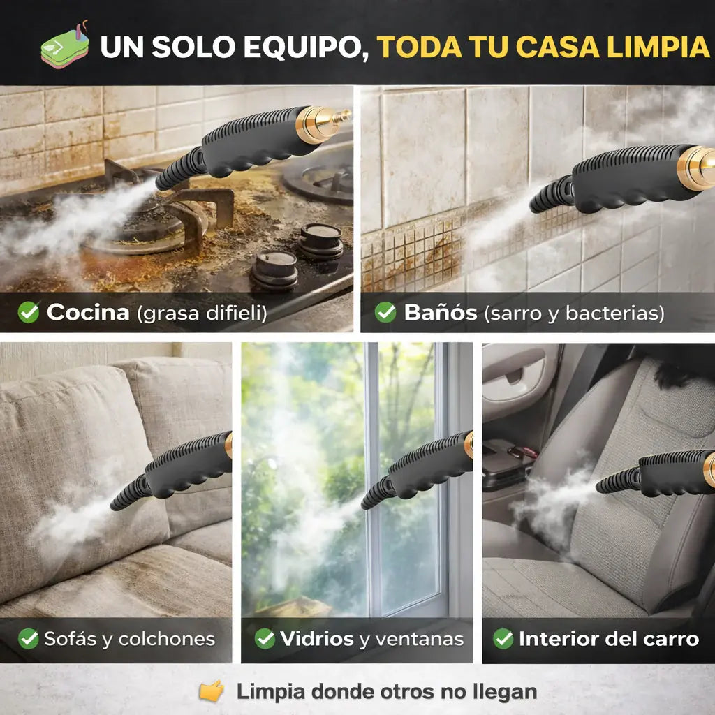 Limpiador a vapor KaJota de 2500W, aparato de salud con vapor para limpieza eficiente y desinfección del hogar.
