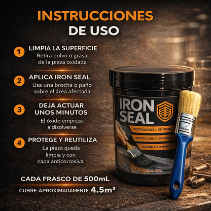 Sellador de hierro para reparación de óxido, producto para el hogar de la marca KaJota, muestra una superficie con pintura antioxidante.