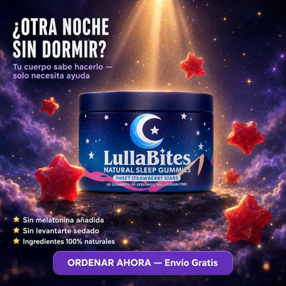 Gomitas de bienestar Lullabites de la marca KaJota, con forma divertida y colores vibrantes en un envase transparente.