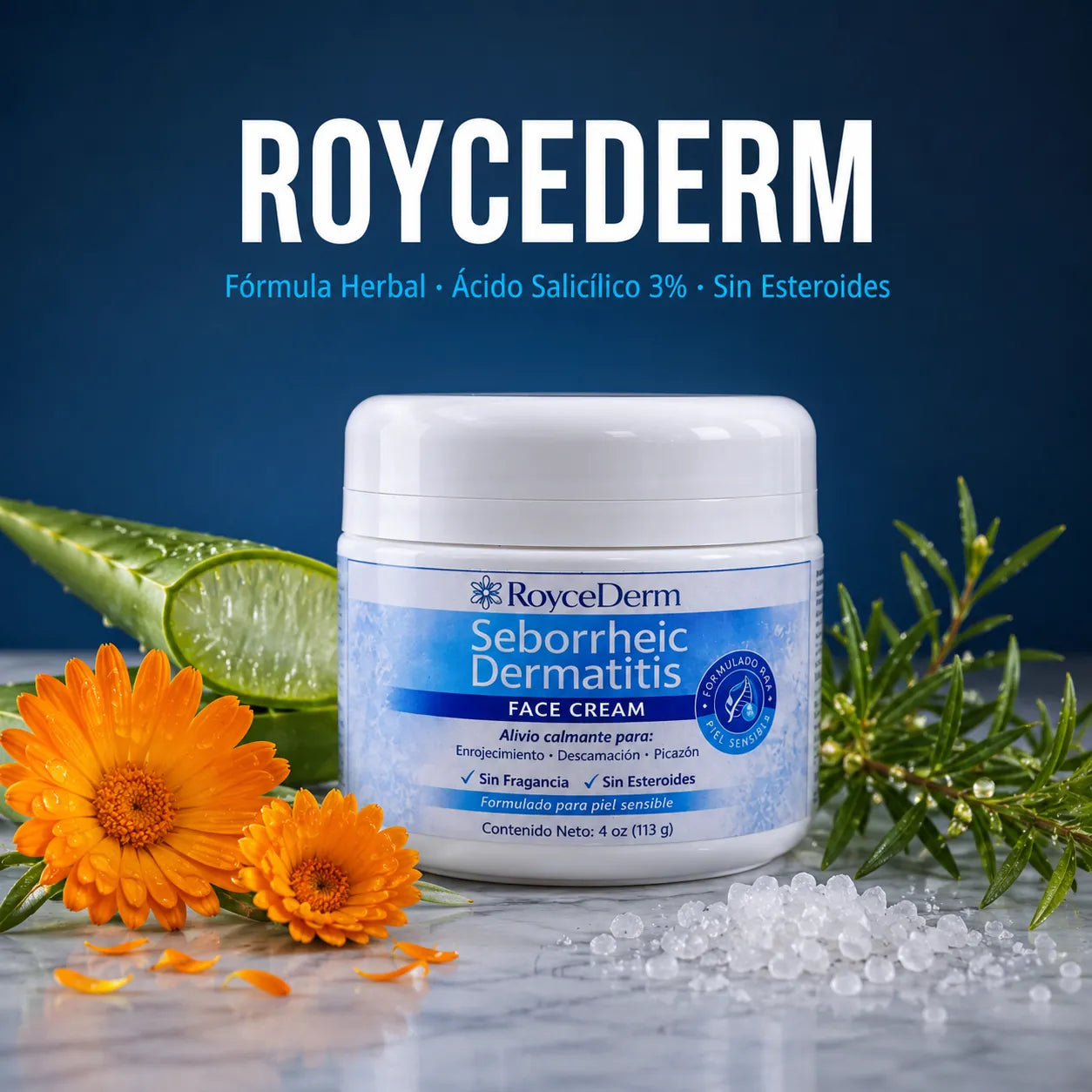 RoyceDerm, Crema calmante para dermatitis, escamas y enrojecimiento