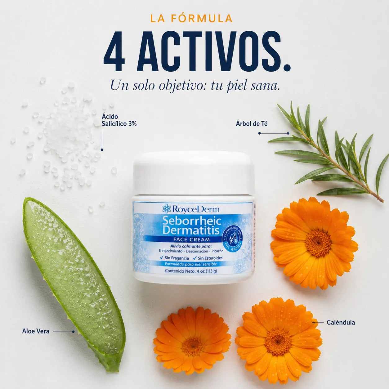 RoyceDerm, Crema calmante para dermatitis, escamas y enrojecimiento